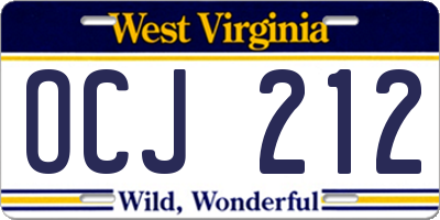 WV license plate OCJ212