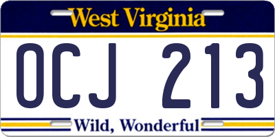 WV license plate OCJ213