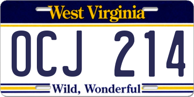 WV license plate OCJ214