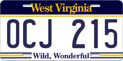 WV license plate OCJ215