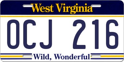 WV license plate OCJ216