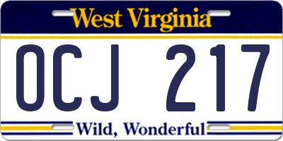 WV license plate OCJ217