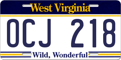 WV license plate OCJ218