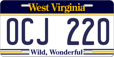 WV license plate OCJ220