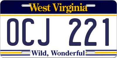 WV license plate OCJ221