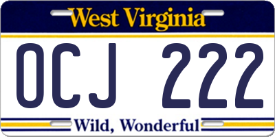 WV license plate OCJ222