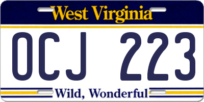 WV license plate OCJ223