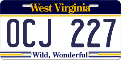 WV license plate OCJ227