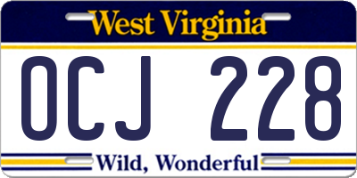 WV license plate OCJ228