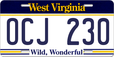 WV license plate OCJ230