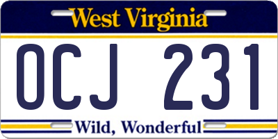 WV license plate OCJ231
