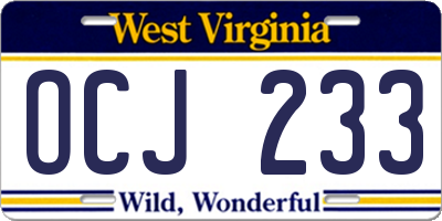 WV license plate OCJ233