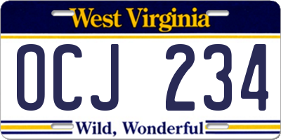 WV license plate OCJ234