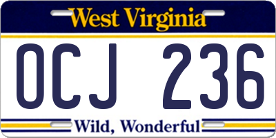 WV license plate OCJ236