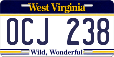 WV license plate OCJ238