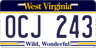 WV license plate OCJ243