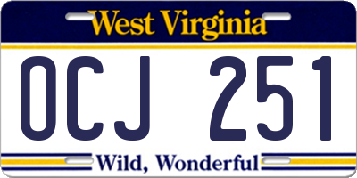 WV license plate OCJ251
