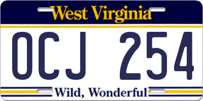 WV license plate OCJ254