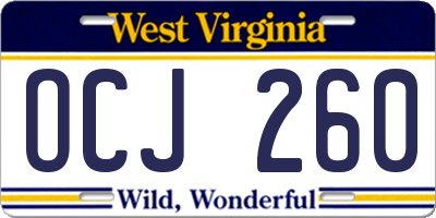 WV license plate OCJ260