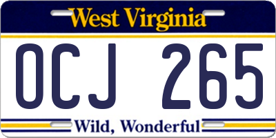 WV license plate OCJ265
