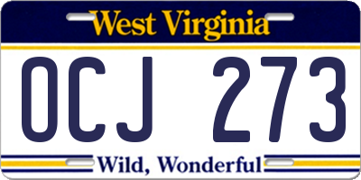 WV license plate OCJ273