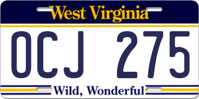 WV license plate OCJ275