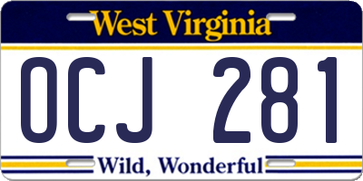 WV license plate OCJ281