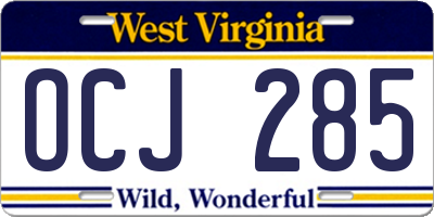 WV license plate OCJ285