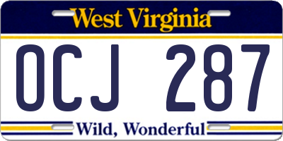 WV license plate OCJ287