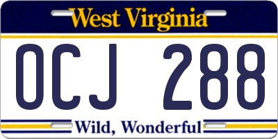 WV license plate OCJ288