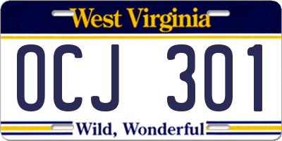 WV license plate OCJ301