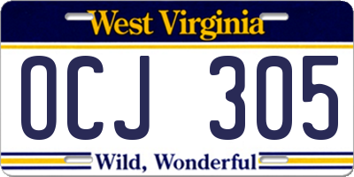 WV license plate OCJ305