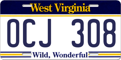 WV license plate OCJ308