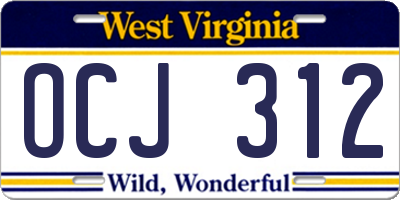 WV license plate OCJ312