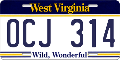 WV license plate OCJ314