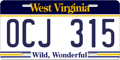 WV license plate OCJ315