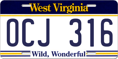 WV license plate OCJ316