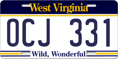 WV license plate OCJ331