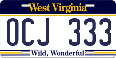 WV license plate OCJ333