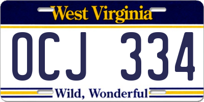 WV license plate OCJ334