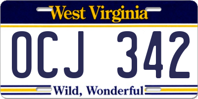 WV license plate OCJ342