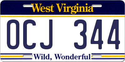WV license plate OCJ344