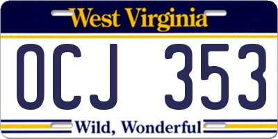 WV license plate OCJ353