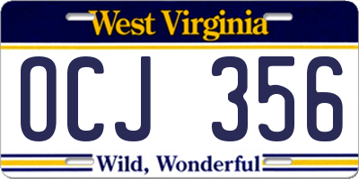 WV license plate OCJ356