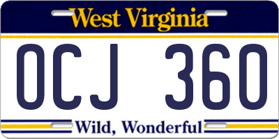 WV license plate OCJ360