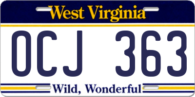 WV license plate OCJ363