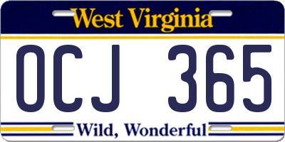 WV license plate OCJ365