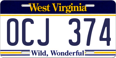 WV license plate OCJ374