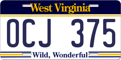 WV license plate OCJ375
