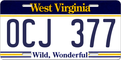 WV license plate OCJ377